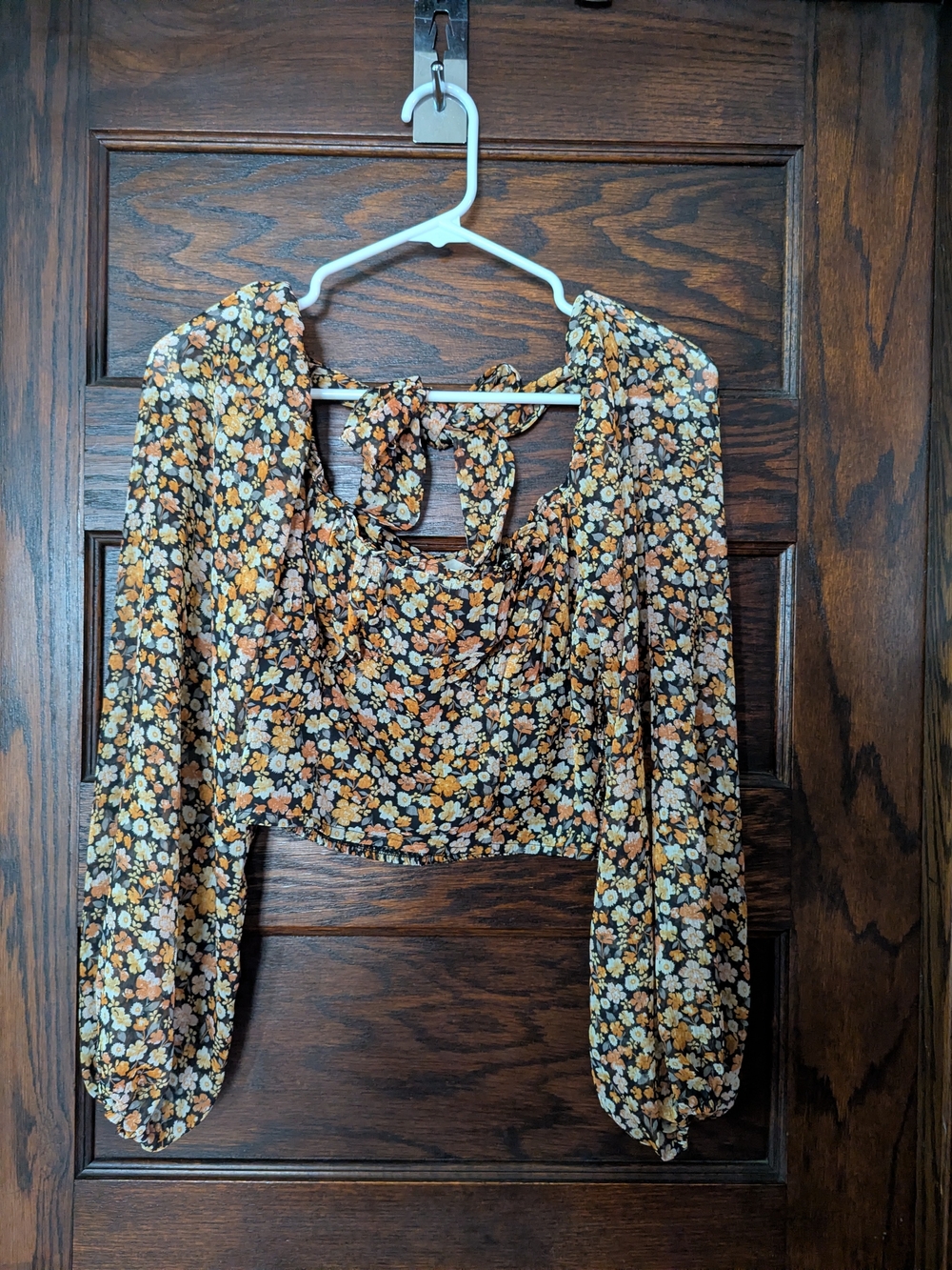 Altar'd State Autumn Floral Long Sleeve Crop Top - Women's S